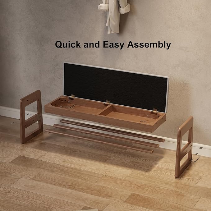 Shoe Rack Bench with Cushion, 2 Tiers Shoe Bench with Flip-Top Storage,Wood Shoe Rack for Entryway,Hallway（Walnut,39.3"）