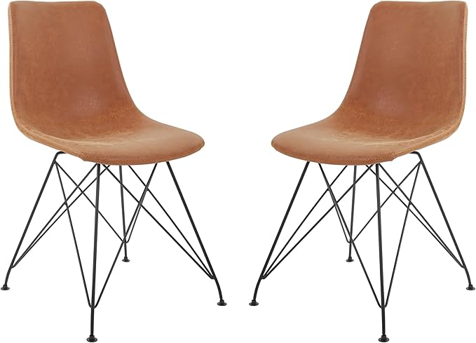 OSP Home Furnishings Trenton Modern Dining Chairs, Set of 2, Sand Faux Leather