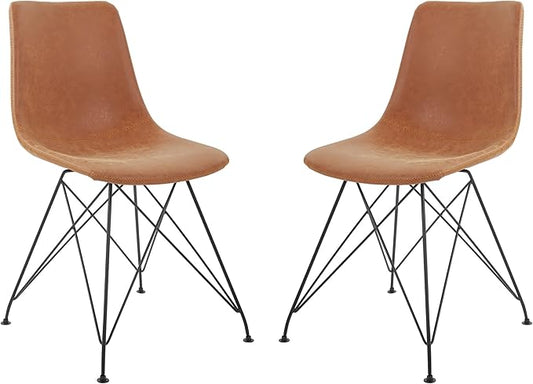 OSP Home Furnishings Trenton Modern Dining Chairs, Set of 2, Sand Faux Leather
