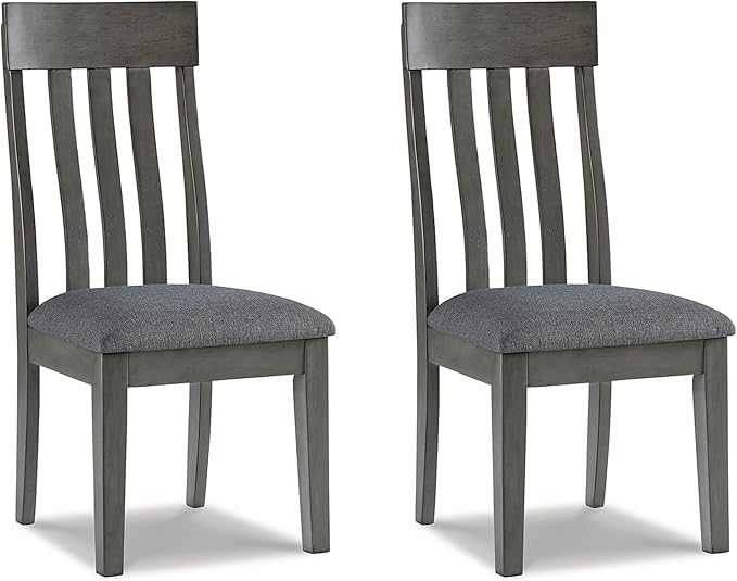 Signature Design by Ashley Hallanden Modern Slat Back 18.63" Dining Room Chair, Set of 2, Gray