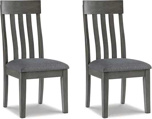 Signature Design by Ashley Hallanden Modern Slat Back 18.63" Dining Room Chair, Set of 2, Gray