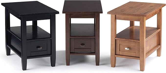 SIMPLIHOME Warm Shaker SOLID WOOD 14 inch Wide Rectangle Transitional Narrow Side Table in Light Golden Brown for the Living Room and Bedroom