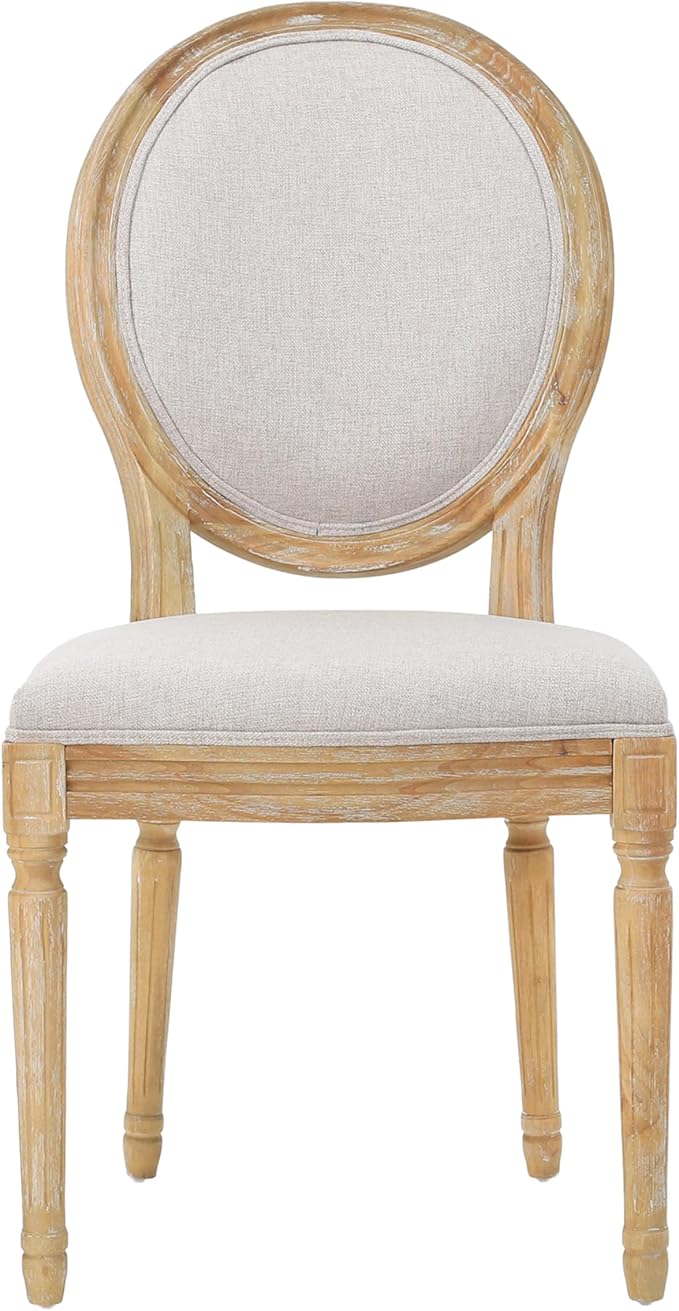 Christopher Knight Home Phinnaeus Polyester Beige Fabric Dining Chair (Set of 2), 2-Pcs Set