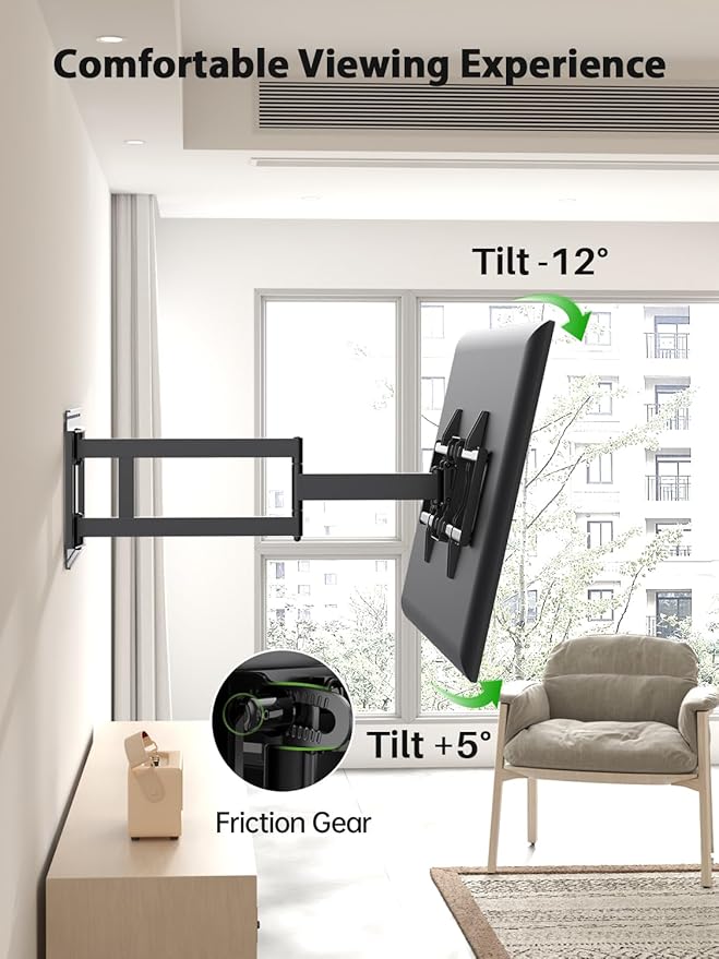 USX Mount Long Arm TV Wall Mount for Most 42-90 inch Television 40 Inch Extension Full Motion TV Mount，Wall Mount Bracket with 90°Swivel Up to 150lbs Fits 16” 18” 20” 24” Stud VESA 800x400mm