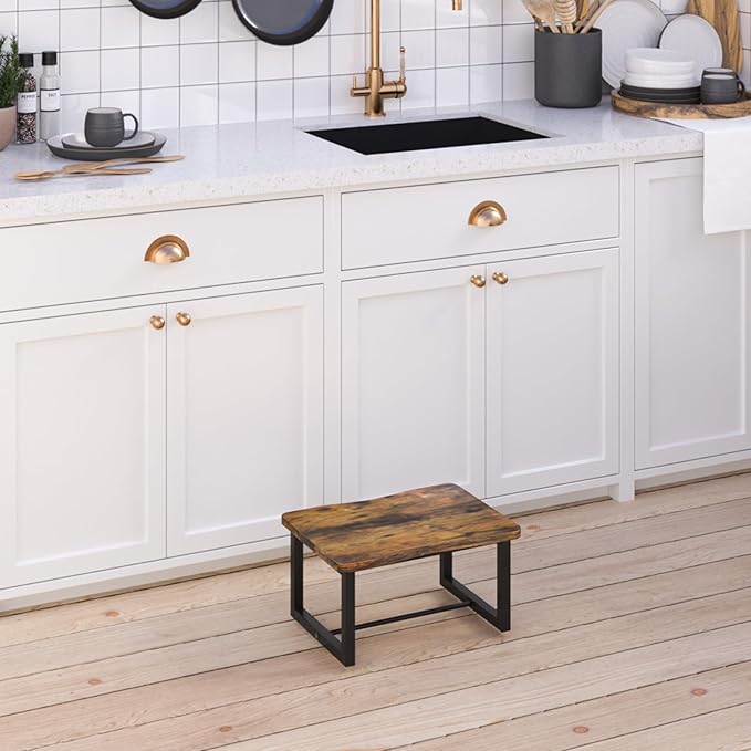 Wooden Step Stool,Stepping Stool for Adult & Kids，Wood One Step for Kitchen, Bedroom, Living Room, Bathroom Hold up to 500lbs