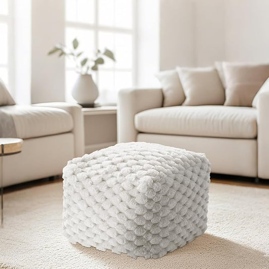Bean Bag Chair Foot Rest, Modern Comfy Couch Sofa Ottoman for Adult, Faux Fur Foot Stool with Filler, Soft Cozy Footrest for Bedroom, Living Room
