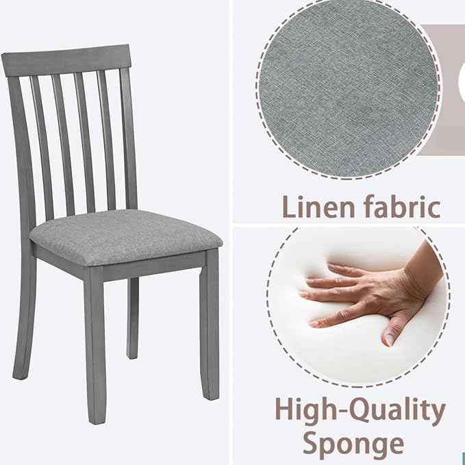Dining Chairs Set of 4, Modern Kitchen Chair with Linen Upholstered Seat Cushion & Curved Backrest, 36" H Counter Height Dining Side Chairs with Non-Slip Feet Pads for Living Room, Grey