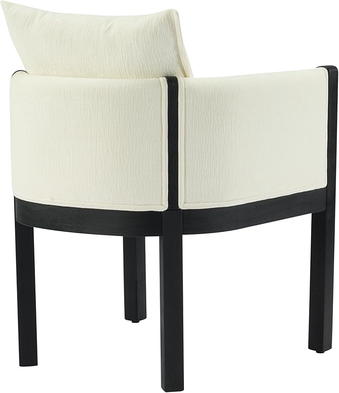 Christopher Knight Home Lucid Linen Upholstered Dining Chairs Set of 2, Rubber Wood Dining Room Chairs, Modern Armchair, Extra Seating for Dining Room, Versatile Indoor Furniture, White + Black