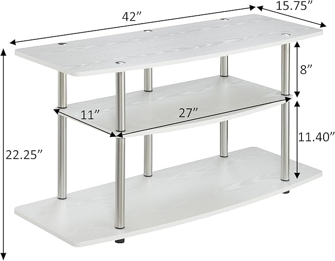 Convenience Concepts Designs2Go 3-Tier Wide TV Stand, 42", White