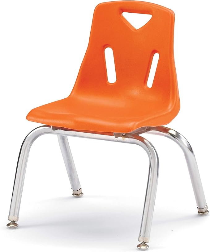 Jonti-Craft Berries 8142JC1114 Stacking Chair with Chrome-Plated Legs, 12" Height, Orange