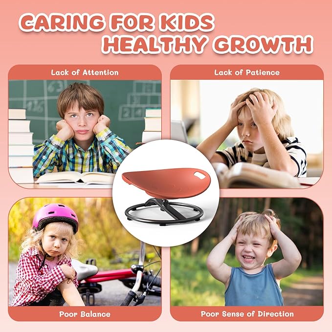 Spinning Chair for Autistic Kids - Sensory Spinning Chair for Autistic Children with Safety Handle & Non-Slip Design, Sensory Swivel Chairs for Kids 3-8 Years(Orange)