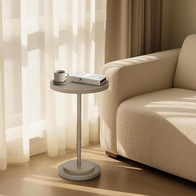 Drink Table, Small Pedestal Side Tables for Small Spaces, Wood Round Martini Table for Outdoor, Living Room and Bedroom, Brown