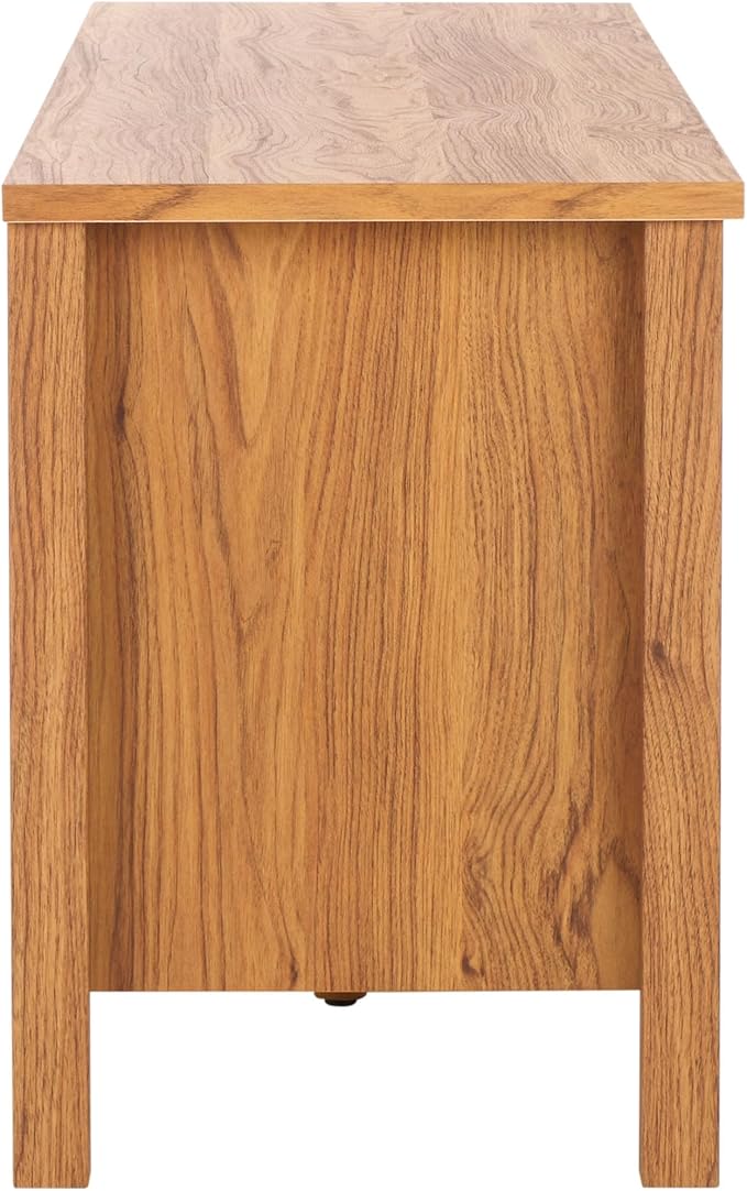 SAFAVIEH Evane TV Stand for up to 65" Flatscreen – Oak Brown & Natural, 2 Doors with Interior Storage, 2 Open Shelves, Entertainment Media Console (MED9629D)