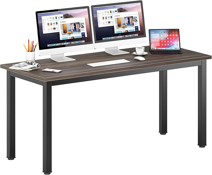DlandHome Computer Desk Home Office Table Writing Desk Study Table Gaming Desk Worstation (63 inch, Walnut)