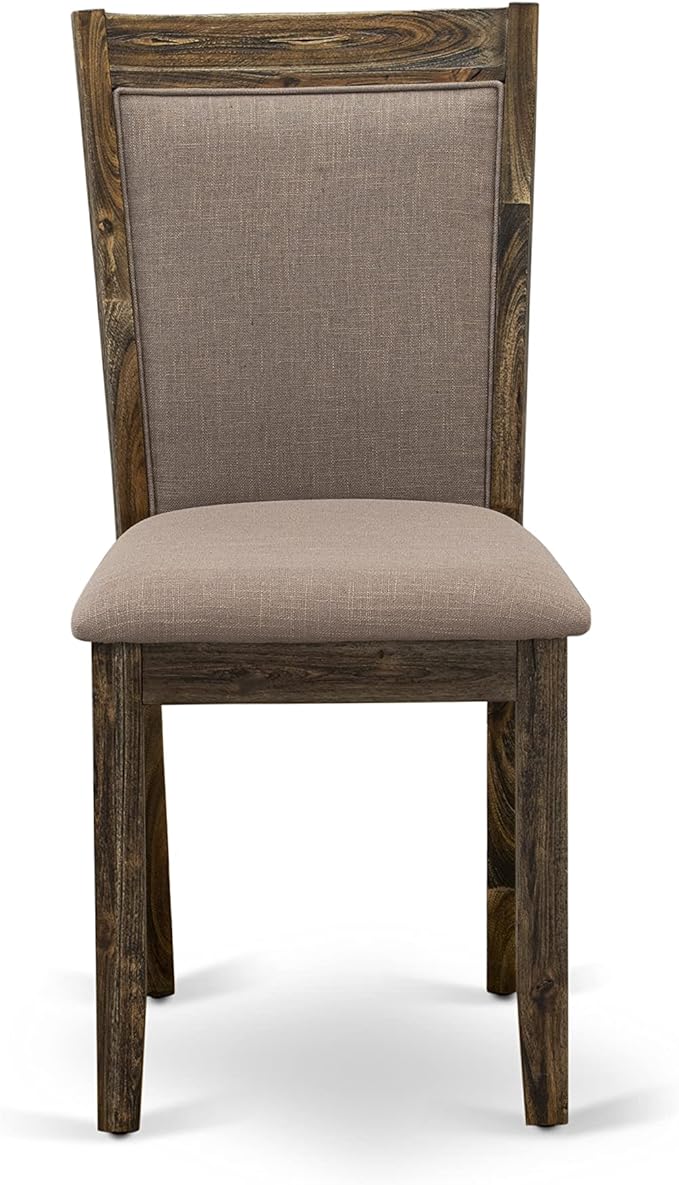 East West Furniture X727MZ748-9 9 Piece Dining Table Set Includes a Rectangle Dining Room Table with X-Legs and 8 Coffee Linen Fabric Upholstered Chairs, 40x72 Inch, Multi-Color