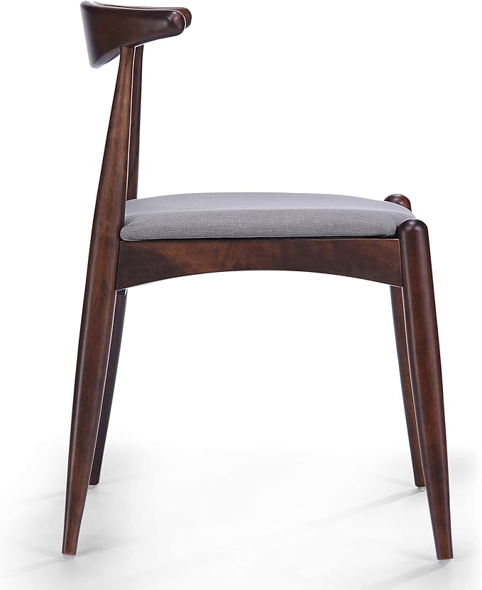 Christopher Knight Home Francie Fabric with Walnut Finish Dining Chairs, 2-Pcs Set, Light Grey / Walnut