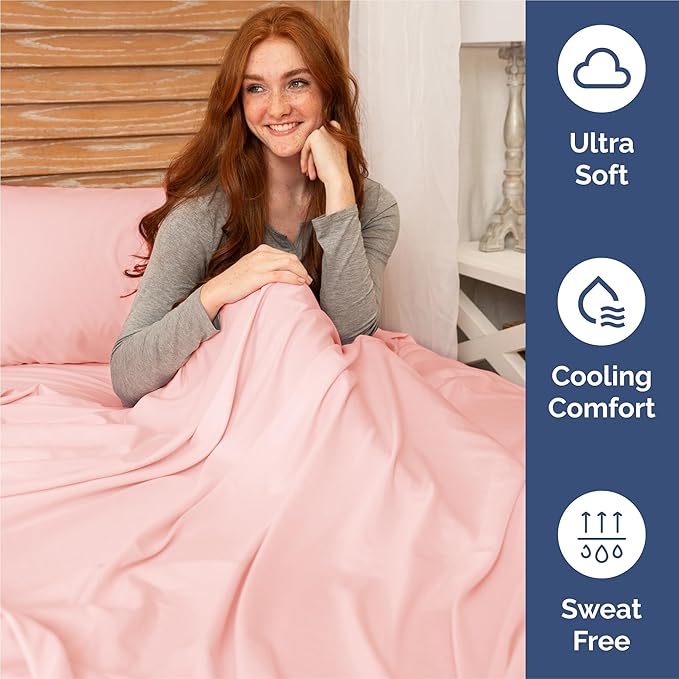 King Size 4 Piece Sheet Set - Comfy Breathable & Cooling Bed Sheets Set - Hotel Luxury Bedding for Women, Men, Kids, Teens, Boys & Girls - Deep Pockets, Ultra-Soft, Wrinkle Free - Oeko-Tex - Baby Pink