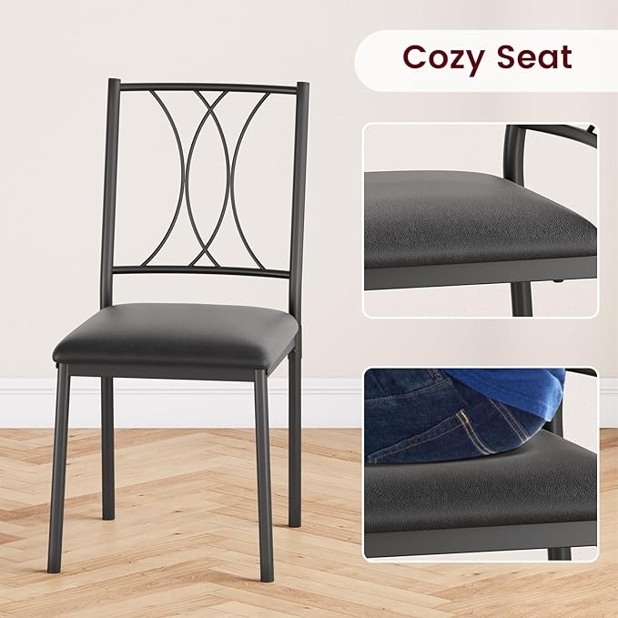 Dining Table Set for 2, Kitchen Table with 2 Upholstered Chairs, Wood 3-Piece Kitchen Dining Room Table Set for Apartment, Small Space, Space Saving, Retro Gary