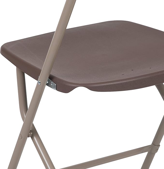Flash Furniture Hercules Series Plastic Folding Chair Brown - 10 Pack 650LB Weight Capacity Comfortable Event Chair-Lightweight Folding Chair