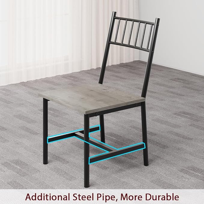Dining Table Set for 4, Kitchen Table for 4 with Bench and 2 Chairs, 4-Piece Dining Table Set for Apartment, Small Space, Gray