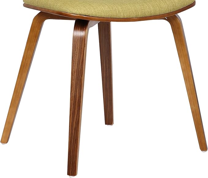 Armen Living Jaguar Mid-Century Dining Chair in Walnut Wood and Green Fabric - Set of 6