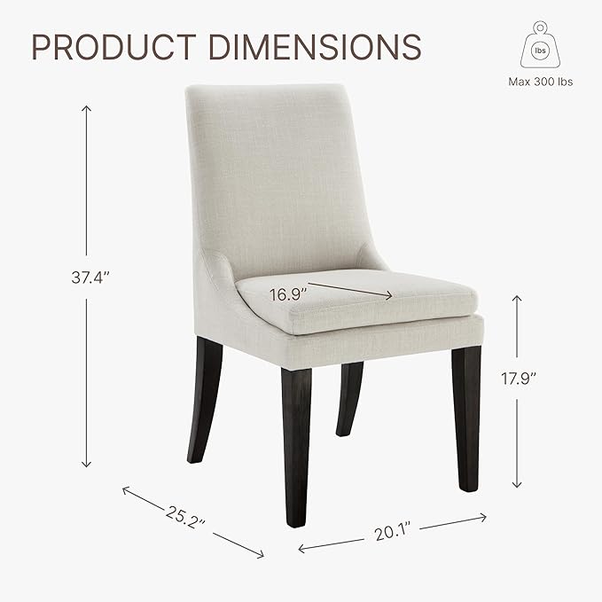 Upholstered Dining Chairs Modern Sidechair Performance Fabric High Back Armlesschair for Diningroom Kitchen,Cream,Set of 4(2 Box)