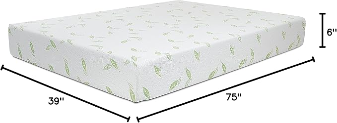 NapQueen Twin Size, 6 Inch Anula Green Tea Infused Memory Foam Mattress, Bed in a Box, CertiPUR-US Certified