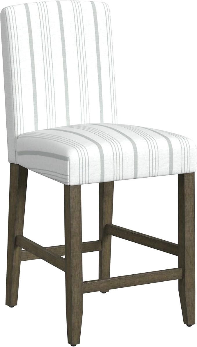 HomePop Curved Back 24" Barstool - Dove Gray Stripe