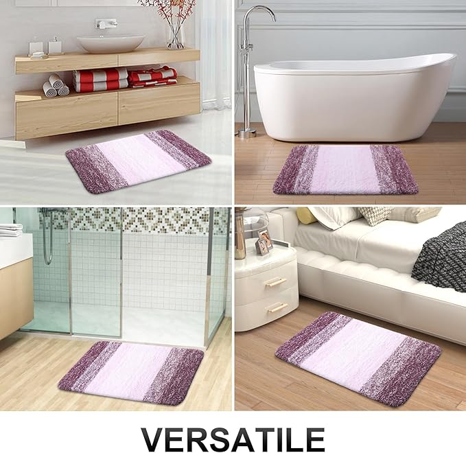 OLANLY Bathroom Rugs Mat 24x16, Extra Soft Absorbent Microfiber Bath Rugs, Rubber Backing, Quick Dry, Machine Washable Bath Mats for Bathroom Floor, Tub and Shower, Home Decor Accessories, Mauve