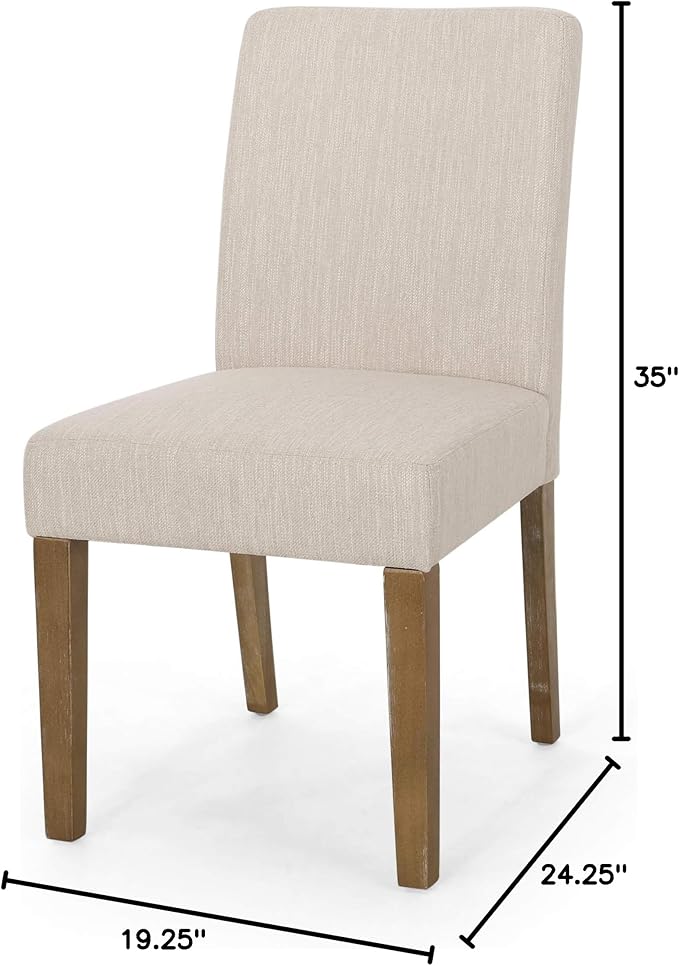Christopher Knight Home Kuna Contemporary Upholstered Dining Chair (Set of 2), Beige + Weathered Brown