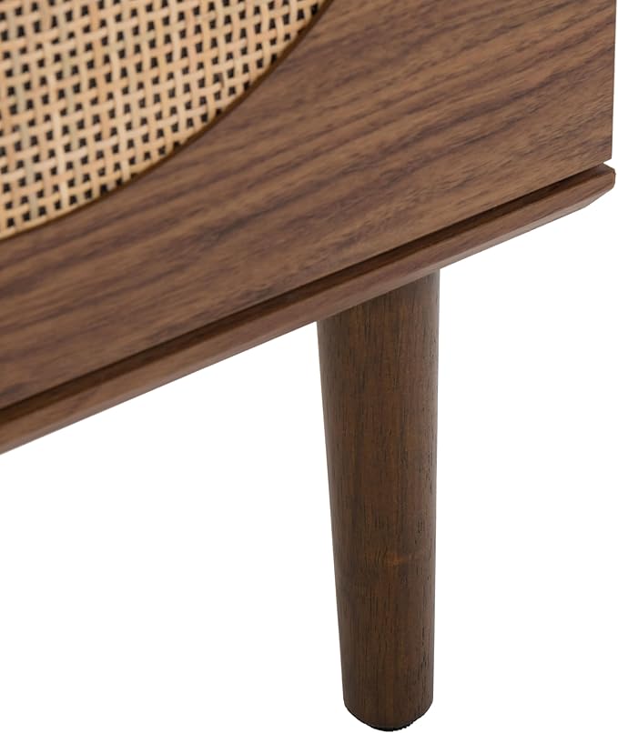 SAFAVIEH Claude TV Stand for up to 65" Flatscreen – Walnut, 2 Sliding Doors with Interior Storage, 2 Open Shelves, Entertainment Media Console (MED9610A)