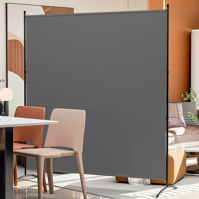 Room Divider Folding Privacy Screens, Portable Room Divider Panel 3 Panel Partition Room Dividers Screen Freestanding Room Partitions and Dividers Fabric Dividers for Room Separation (Grey, 1 Panel)