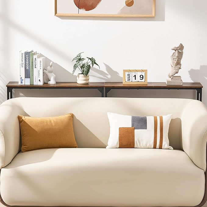 Console Table, Narrow Entryway Table, Thin Sofa Table, Behind Couch Table,for Hallway, Bedroom, Living Room, Foyer, 9.4 x 31.5 x 31.5 Inches, Rustic Brown