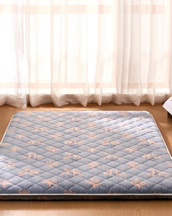6th Generation Japanese Floor Futon Mattress - Extra-Thick 9-Layer Modern Futon with 100% High-Density Foam, Portable Floor Mattress Sleeping Pad for Adults, Guest Room, Dormitory, Full Size(54"X80")