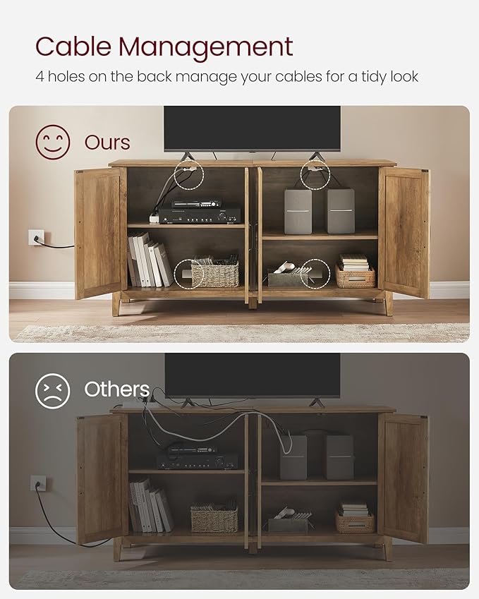 VASAGLE LIRY Collection - Storage Cabinet, Buffet Cabinet, Sideboard, Credenza, with Adjustable Shelves, for Living Room, Entryway, Honey Brown ULSC381T41