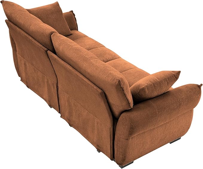 Modern Chenille Fabric 2-Seat Loveseat Sofa, Premium Upholstery Living Room Couch with Tufted Backrest & Comfortable Armrests and High-Resilience Memory Foam Cushions,Orange