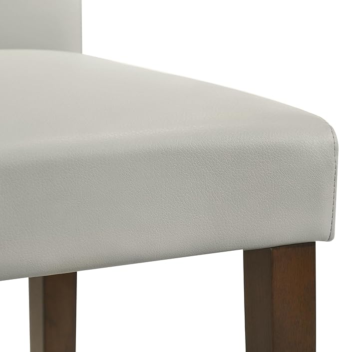 CHITA Counter Height Bar Stools Set of 3, 27" H Seat Height Upholstered Barstools, PU Leather in Creamy Grey