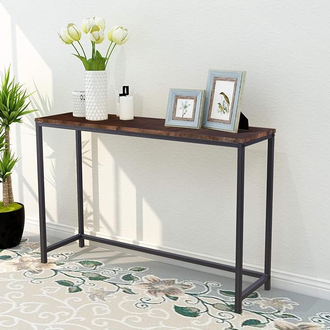HOMERECOMMEND Rustic Brown Console Table for Entryway, Living Room, Hallway - 41.54" x 11.60" x 27.95"