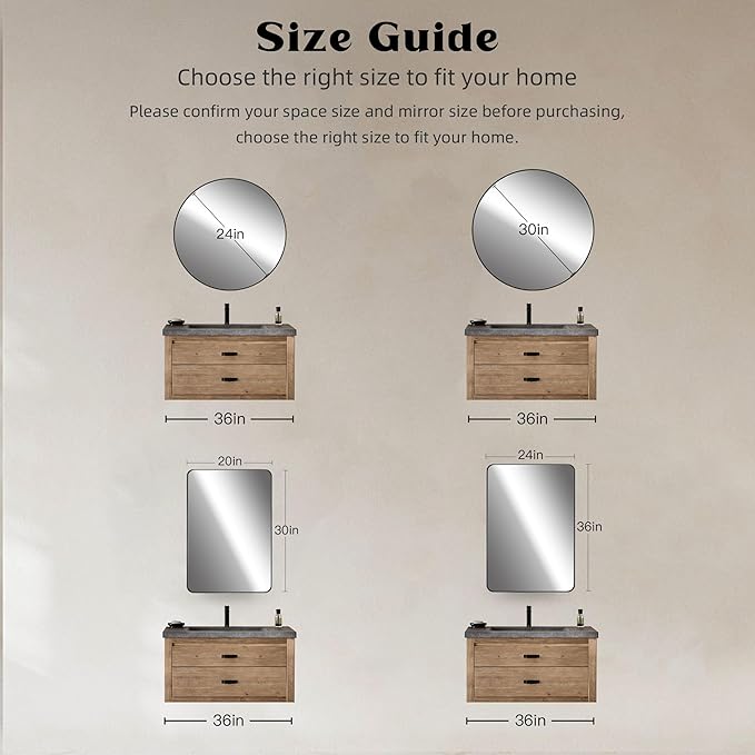 Gold Round Mirror,Bathroom 24 Inch Vanity Wall Mirror,Modern Circle Mirror for Wall,Wood Mirror for Bedroom Living Room Entryway