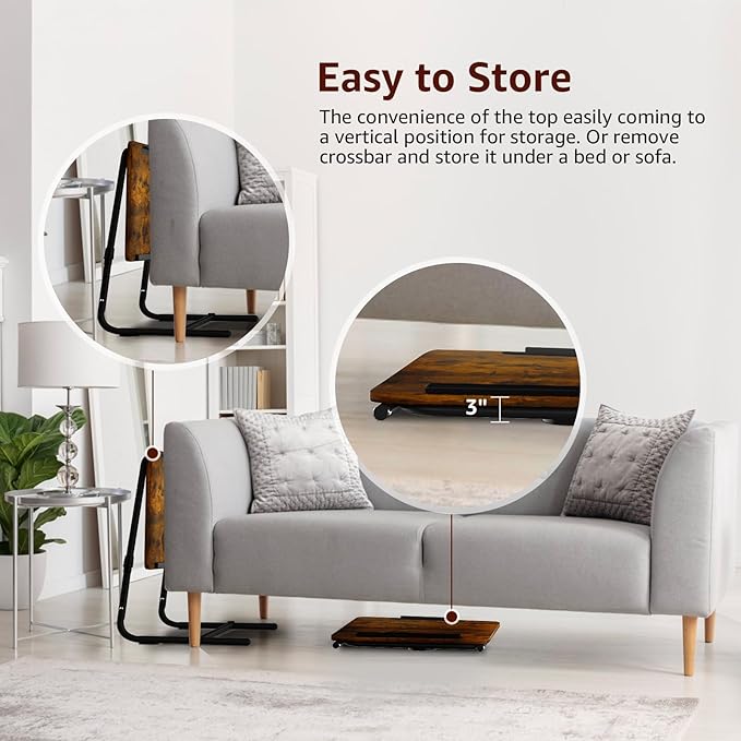 Folding TV Tray Adjustable Dinner - Trays for Eating On Couch Wooden Tables Mate Stand Foldable Desk with Cup Holder Portable