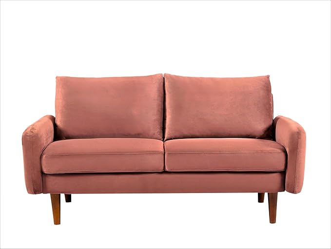 Container Furniture Direct Kent Velvet Loveseat Sofa for Modern Living Rooms and Compact Spaces, Comfy 2 Seater Couch Studio Apartment Furniture with Sleek Design, Rose