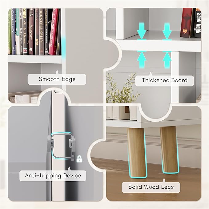 YESHOMY 9 White Cube Bookcase, Open Frame 3-Tier Book Shelf, Bookshelf Storage Organizer with Feet & Anti-Tilt Device for Organization, Room Decor