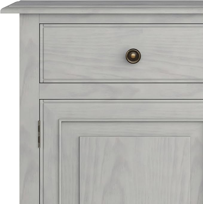 SIMPLIHOME Connaught 40-inch Wide Solid Wood Storage Cabinet in Fog Grey for Entryway, Living Room, Organizer for Hats, Gloves, Shoes, Keys, Slim Design, Traditional Style