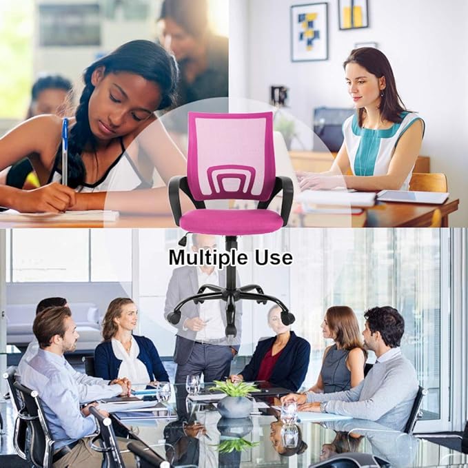 BestOffice Office Chair Ergonomic Cheap Desk Chair Mesh Computer Chair Lumbar Support Modern Executive Adjustable Stool Rolling Swivel Chair for Back Pain (Pink)