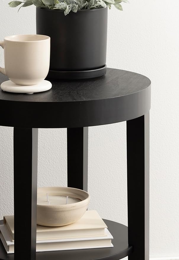 Kate and Laurel Talcott Modern Round Wood Side Table, 16 x 16 x 24, Natural Wood, Transitional Decorative Two-Tier End Table for Use as a Bedroom Nightstand or Living Room Accent