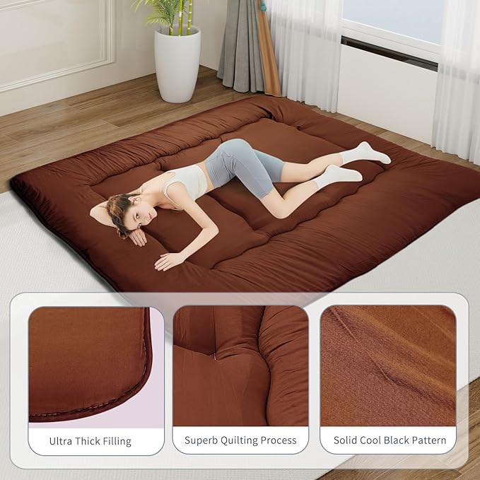Japanese Floor Mattress,Roll Up Memory Foam Tatami Mat Easy to Store and Portable,Futon Mattress Suitable for Camping and Guest Room (Carbon, Twin (80" x 36"))