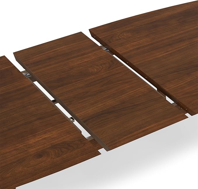 SIMPLIHOME Draper Extendable Dining Table, Solid Wood Walnut Veneer in Walnut, 66-84 x 40 inches, Mid-Century Modern-Style Rectangular Expandable Kitchen Table with Butterfly Leaf for 6+ People