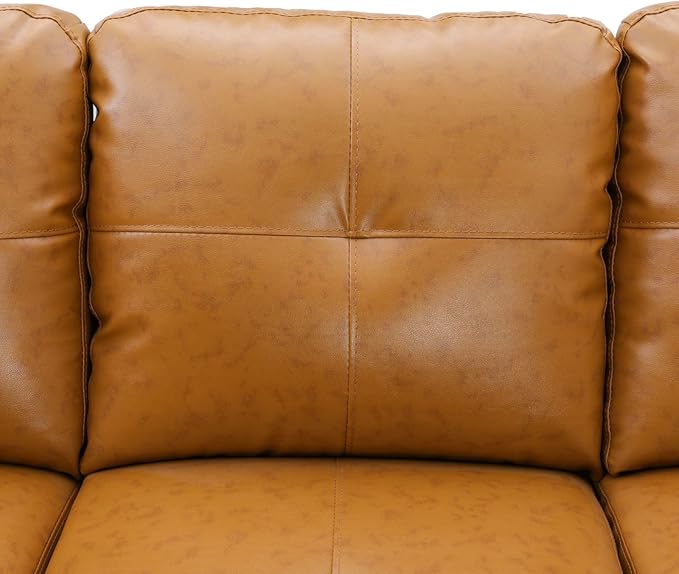NicBex Sectional Couch 3 Pieces Sofa Set with Right Chaise Faux Leather L Shaped Cloud Couch for Living Room Furniture Sets with Storage Ottoman, Modular Sofa for Living Room & Apartment, Ginger
