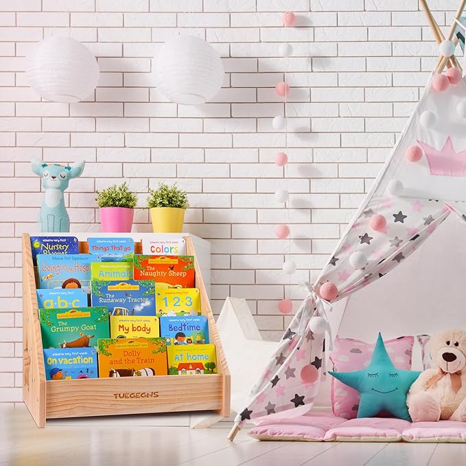 Montessori Bookshelf,Toddler Bookshelf for Kids,Organize Your Little One's Reading Adventure with Our Kids Bookshelf - Perfect for Kids!(Wood), Large