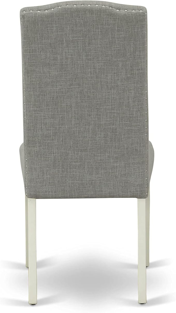 East West Furniture X077EN206-7 7 Piece Modern Dining Table Set Consist of a Rectangle Wooden Table with X-Legs and 6 Dark Shitake Linen Fabric Upholstered Chairs, 40x72 Inch, Multi-Color